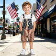 thumbnail image 4 of Coerni July 4th Denim Overalls for Boys & Girls American Flag Printed Bib Jumpsuits Independence Day Celebration Shorts Rompers 5-14 Years, 4 of 5