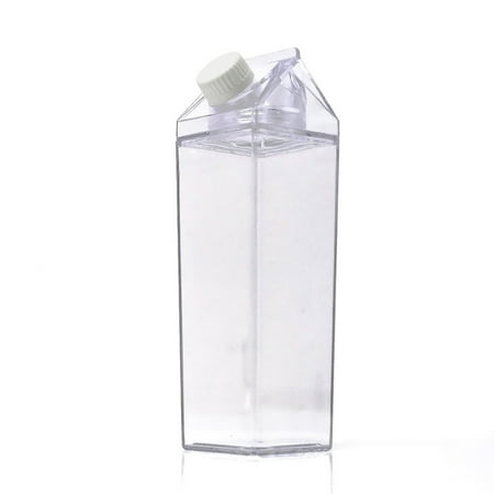 

FORHDW 1000ml Transparent Milk Water Bottle Drinkware Shaker Sports Square Milk Water Juice Bottle for Outdoor Climbing Camping