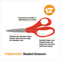 thumbnail image 2 of Fiskars Student Scissors, 7", Pointed, School Supplies for Kids 12 & Older, Red, 2 of 14