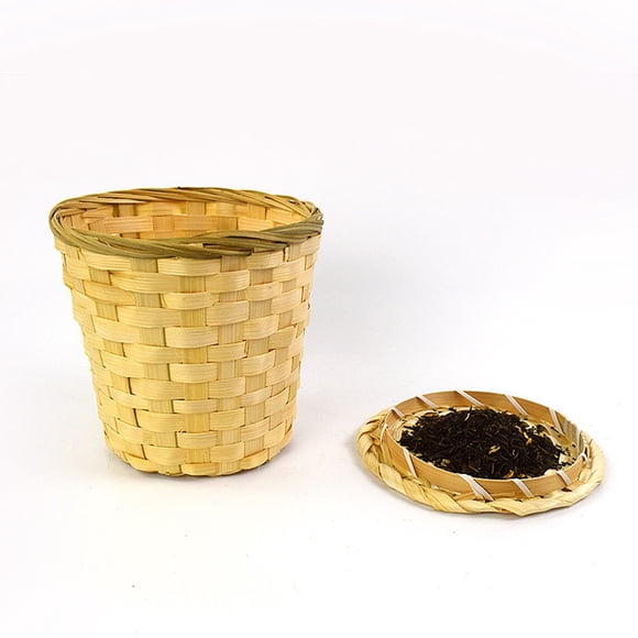 BESTYASH 1Pcs Small Round Basket with Lid Rustic Design for Indoor Use