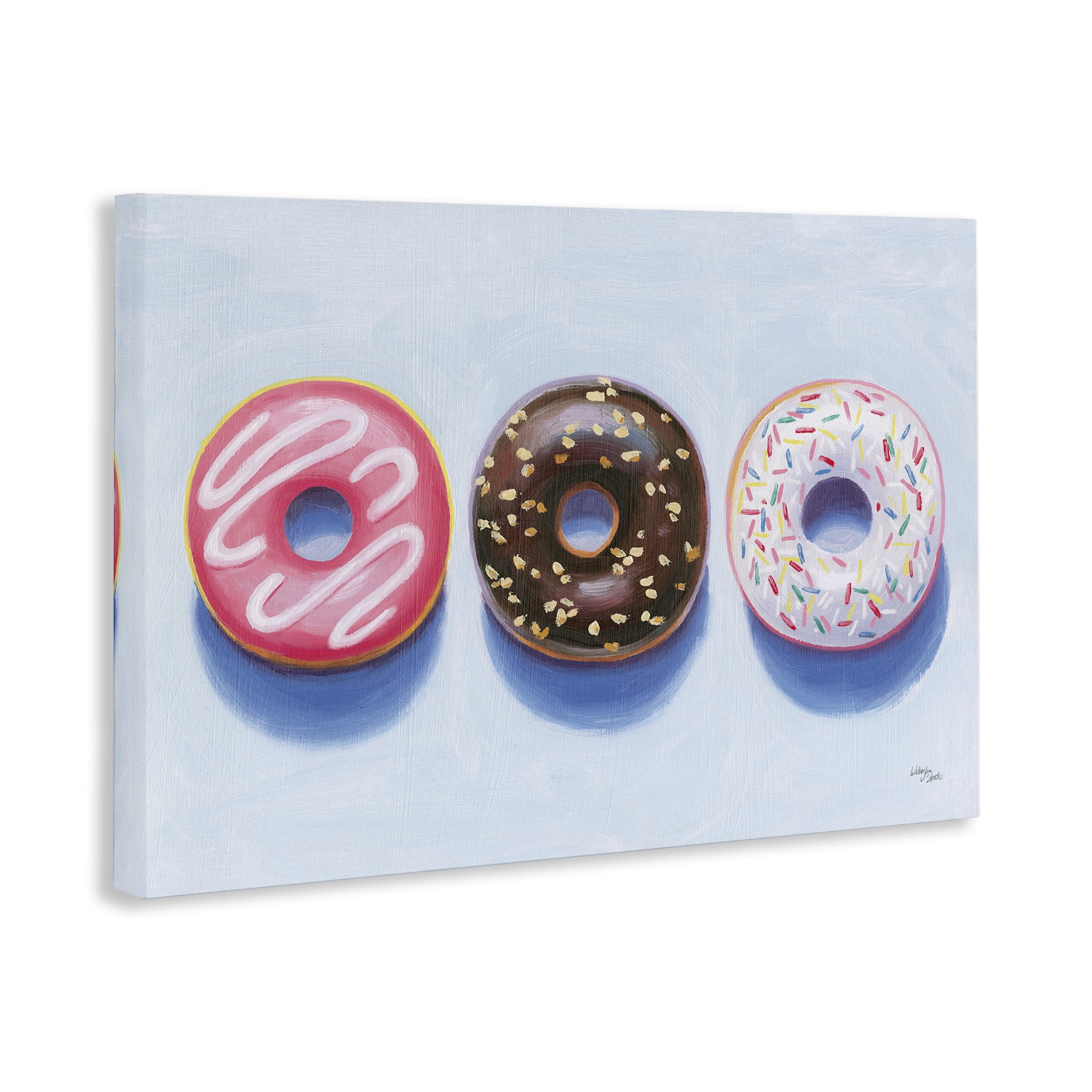 Stupell Industries Three Doughnuts Trio Food & Beverage Painting Wrapped Canvas Art Print Wall Art, 36 x 24