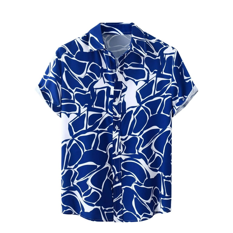 VSSSJ Button Down Shirts for Men Plus Size Hawaiian Style Print