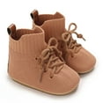 thumbnail image 4 of Meresysid Toddler Kids Infant Newborn Baby Spring New Baby Knitted High Top Lace-up Outside To Wear Non-slip Breathable Sweatproof Shoes Brown, 4 of 6