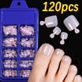 thumbnail image 1 of 100 Uds. Uñas postizas transparentes para dedos de los pies, cuadradas francesas, color blanco natural, cobertura completa, uñas postizas para los pies, puntas de uñas artificiales, 1 of 5