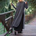 thumbnail image 2 of Gibobby Vestido de manga larga Falda larga de encaje de punto para mujer con vestido informal con sudadera de forro polar(Gris,G), 2 of 5