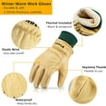 thumbnail image 5 of FEISHDEK Waterproof Winter Insulated Cowhide Leather Work Gloves for Men Working in Cold Weather (Small), 5 of 7