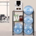 thumbnail image 4 of 3 Tier 5 Gallon Water Jug Holder with Extended Wood Tabletop Shelf 4 Slots Water Bottle Storage Rack and Water Dispenser Stand for Home Office Garage Black, 4 of 7