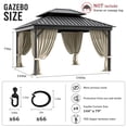 thumbnail image 2 of Pakunoda 4 Panel 12' X 6.5' Outdoor Curtains for 12' X 12' Gazebo, Waterproof Outdoor Privacy Curtain Panel set of 4, Cream(Curtain Only), 2 of 8