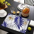 thumbnail image 3 of Blue Leaves Placemats Set of 6, Abstract Modern Geometric Lines Simple Art Placemats for Dining Table, Place Mats for Kitchen Tabletop, Waterproof Wipeable Dining Table Mats Set, 3 of 9