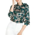 thumbnail image 3 of Allegra K Women's Casual Floral Puffy Long Sleeve Side Bow Tie Neck Tops, 3 of 7