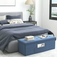 thumbnail image 2 of Gymax 43'' Folding Storage Ottoman Bench w/ Removable Divider & Side Pocket Bedroom Blue, 2 of 9