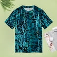 thumbnail image 4 of Blue Pixel Art Print Women's Short Sleeve T-Shirt Crew Neck Casual Summer Trendy Loose Fit Tops, 4 of 6