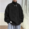 thumbnail image 2 of Dpytoraw Male High Neck Fold Over Pullover Sweater For Autumn And Winter Solid Color Plaid Plaid Warm Turtleneck Top, 2 of 5