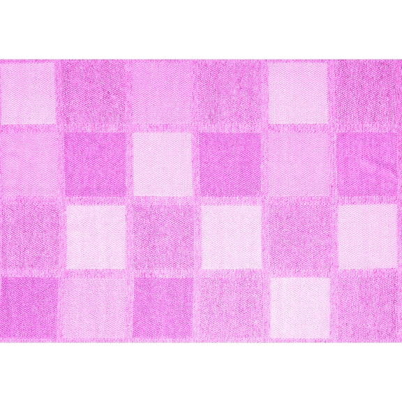 Ahgly Company Indoor Rectangle Checkered Pink Modern Area Rugs, 5' x 7'
