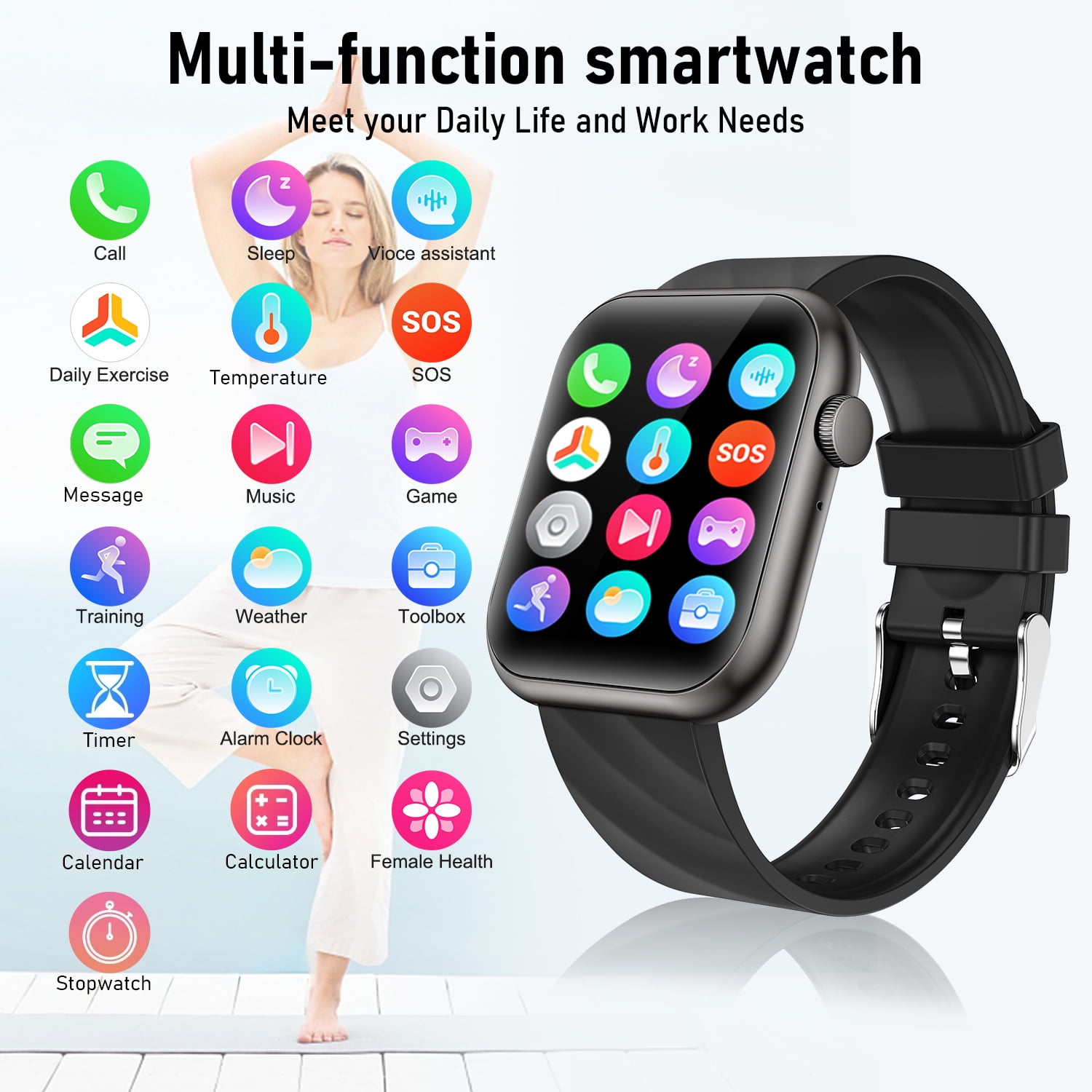 Smartwatch For Women With AMOLED Display — 1.96 Inch Screen, 100+ Sport Modes, IP68 Waterproof, Call Function, IOS & Android Compatible 4 thumbnail image