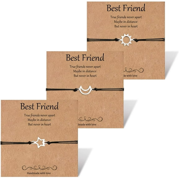 Friendship Bracelets for 3, Trio Bracelets for Best Friends, Matching Distance Bracelet, Adjustable Birthday Friendship Jewelry Gifts for Women