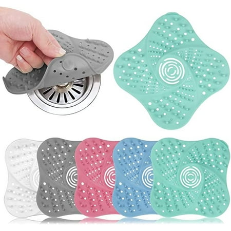 

Mduoduo 5 Pcs Shower Drain Hair Catcher Silicone Hair Stopper with Suction Cup