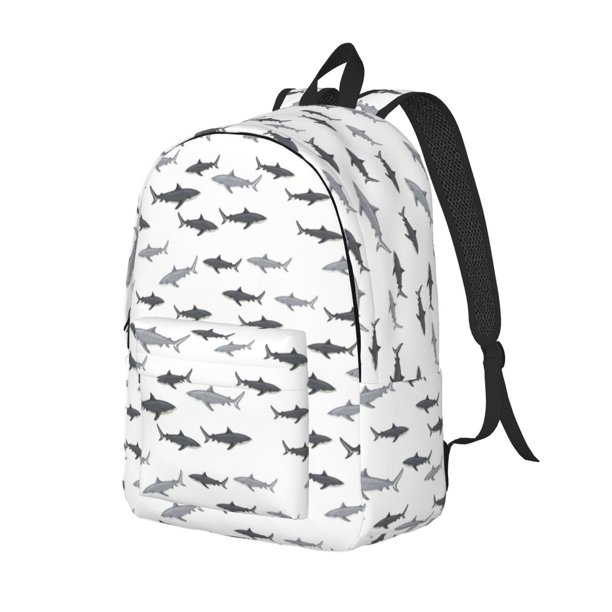 Disketp Cute Shark Mochila de Lona Estampada, Mochila Escolar de Viaje Ligera para Estudiantes y Portátil-Small