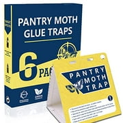 WGCC Pantry Moth Traps 6-Pack - Safe Non-Toxic Eco-Friendly Moth Glue Traps with Pheromones Sticky Adhesive Tool for Kitchen Pantry Cupboard Cabinet - Pesticides & Insecticides Free
