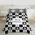 thumbnail image 2 of Manfei Merry Christmas King Size Comforter Sets,Xmas Tree Bedding Comforter Set,White Black Grid Bedding Set For Girls,Microfiber Bedroom Decor Reversible,3pcs, 2 of 8
