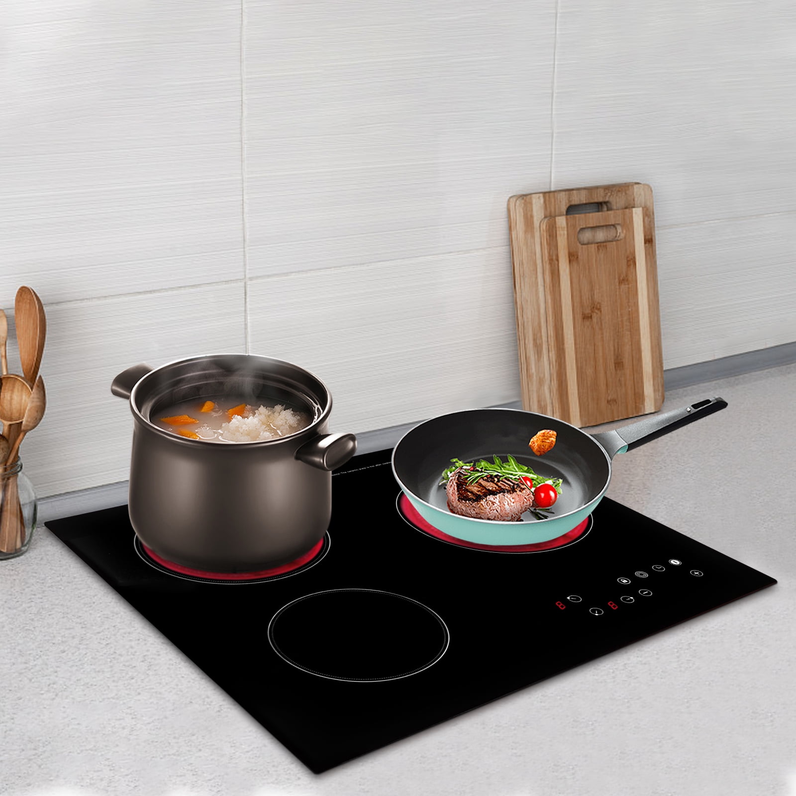 3-Burner Ceramic Cooktop with 9 Heating Levels, Intelligent Control, Safety Lock, and Adjustable Temperature for Precise Cooking