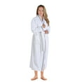 thumbnail image 4 of Unisex Cotton Terry Kimono Bathrobe with Embroidery All-Season Robe, XL, Grey-White, 4 of 12