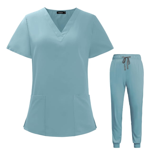 Set Scrub VIAOLI para mujer con bolsillo y pantalones deportivos con cuello en V