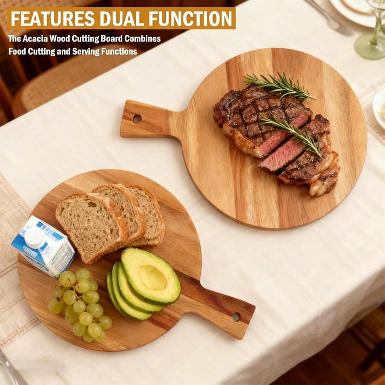 LYLHZRMDGC Round Acacia Wood Cutting Board, 12" photo 2