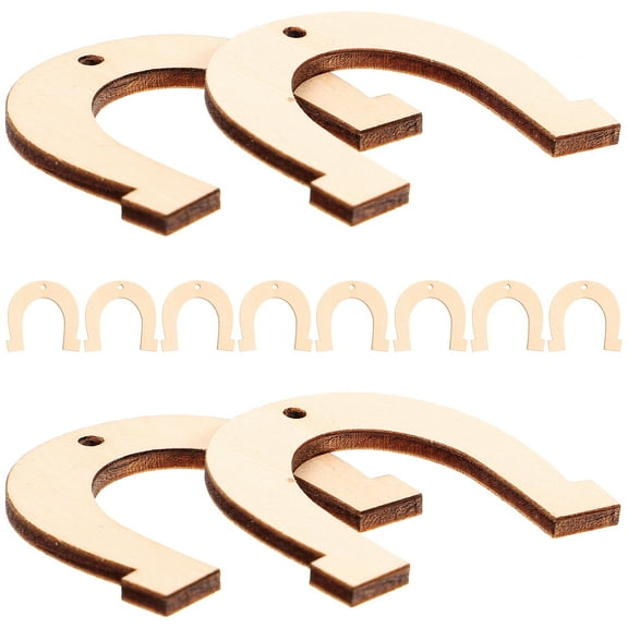 unbranded  20 Pcs Horseshoe Decor Lawn Horseshoes Wood Chip DIY Decoration Kit Cutouts