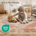 thumbnail image 4 of ODIKA Ivory Vintage Tug Distressed Ornate Border Farmhouse Bathroom Pet Friendly & Kids Safe Play for Playroom, Bedroom, Reading Nook, 4 of 7