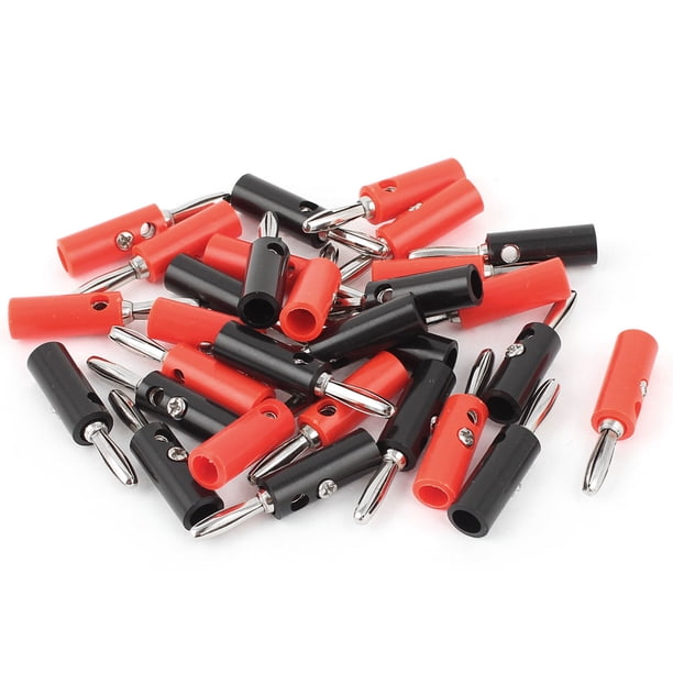 30 Pcs 4mm Cable de altavoz de audio con conector de tornillo tipo banana rojo y negro