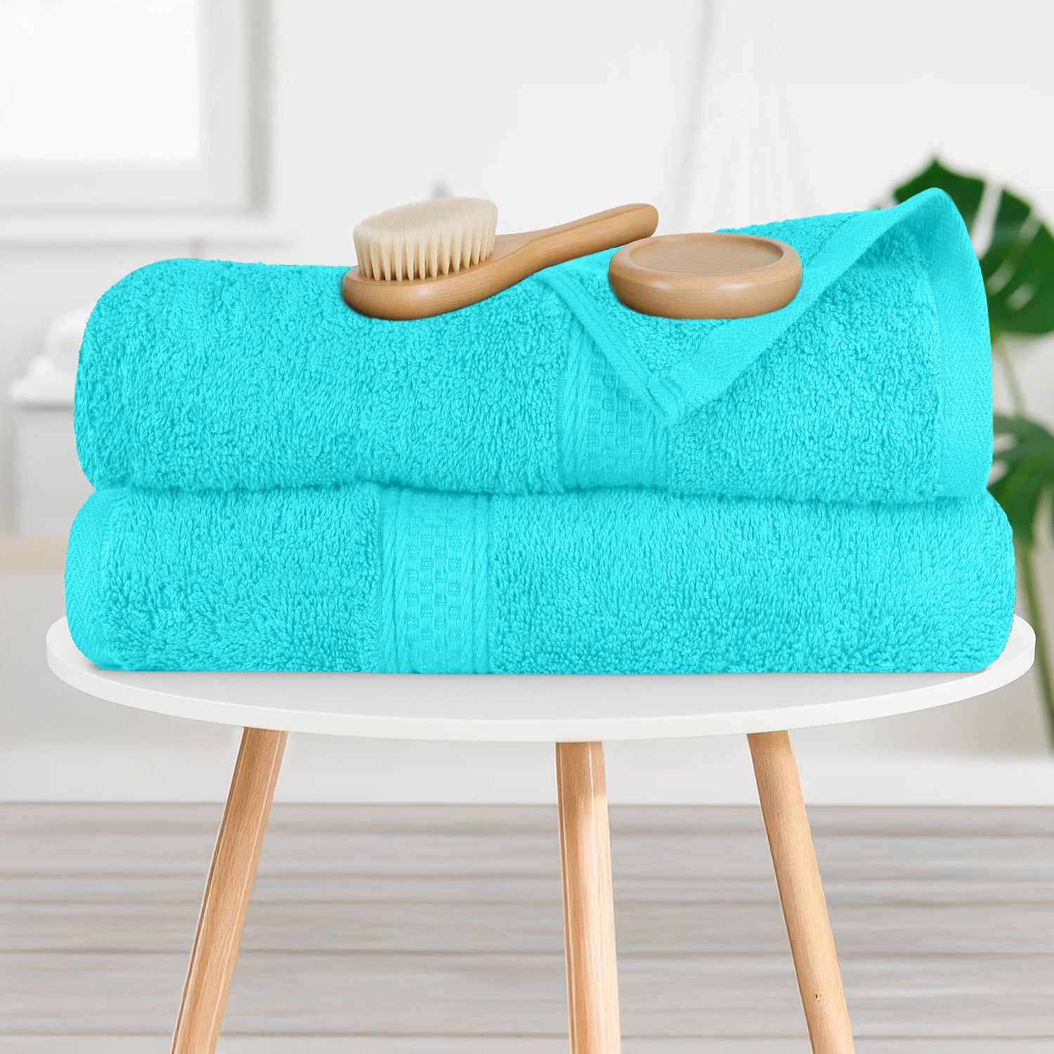 Dan River Bath Towel 4 Pack 27x54 in Ultra Soft Quick Drying Cotton Towel - Aqua