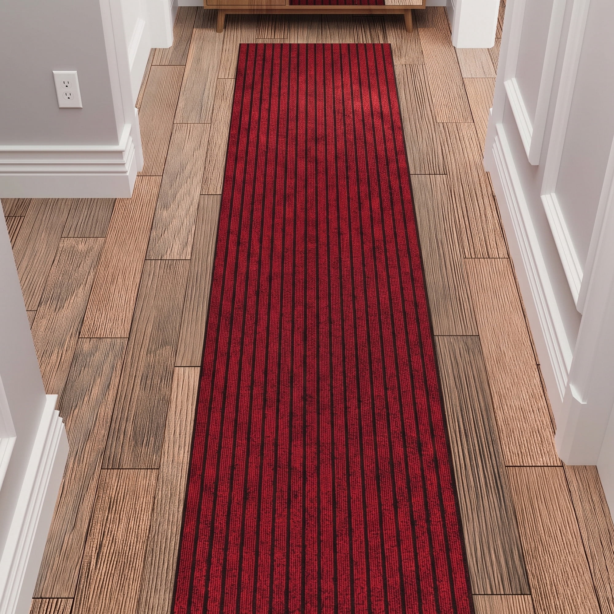 Ottomanson 2'7" x 38' Non-Slip Hallway Runner Rug, Waterproof Carpet Runner for Entryway, Dirt Trapper, Red