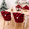 thumbnail image 3 of 4 Pcs Christmas Santa Hat Chair Covers Dining Table Chair Slipcovers Buffalo Plaid Xmas Protective Chair Back Slipcovers for Holiday Kitchen Home Xmas Decor, 3 of 10