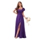 thumbnail image 1 of Vestido de dama de honor CDSSL de chifón morado con cuello cuadrado, talla grande, 1 of 7