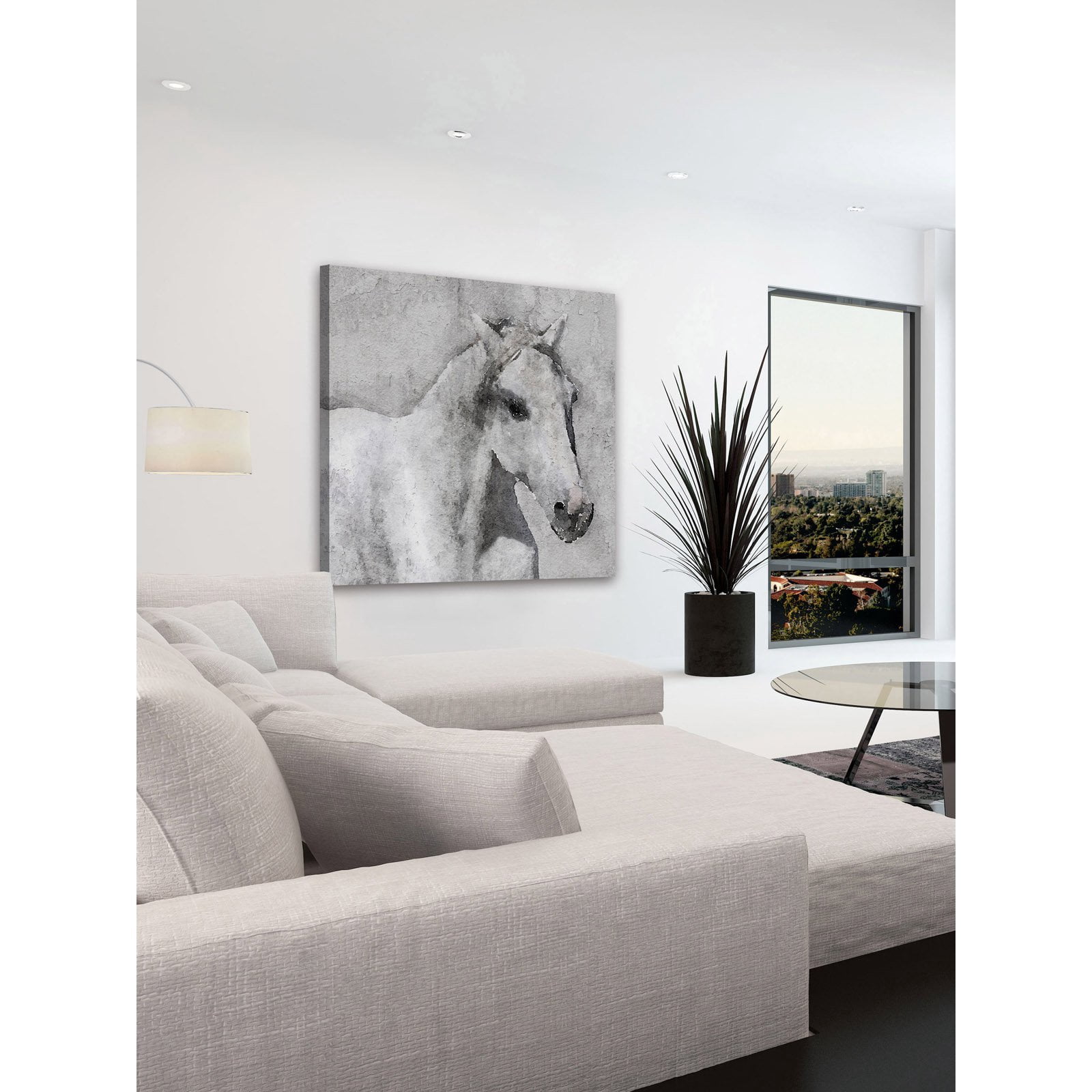"Grey Elegant Horse" Painting Print on Wrapped Canvas