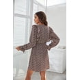 thumbnail image 6 of Uniexcosm Women's Short Dress Long Sleeve Floral Boho Wrap V Neck Ruffle A-Line Mini Dresses, 6 of 7
