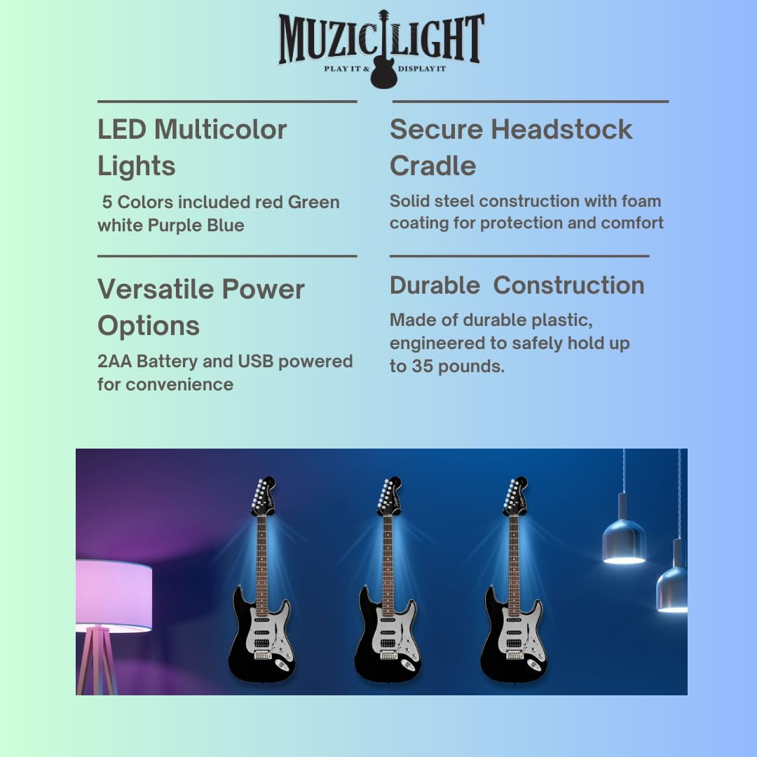 MuzicLight Guitar Wall Hanger - Blue