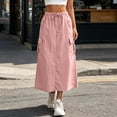 thumbnail image 3 of STETMN Women's Cargo Midi Skirt, Summer Casual Ankle Length Drawstring Waist Skirt with Multi Pockets for Streetwear, 3 of 8