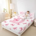 thumbnail image 3 of Erosebridal Girls Letter D Bow Queen Sheet Sets,Cute Bows Kawaii Bowtie Bed Set For Girls Teens 4pcs, 3 of 6