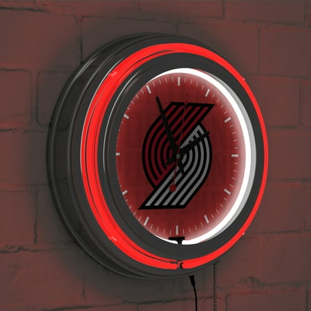 Portland Trail Blazers NBA City Chrome Neon Clock - Red, Black, White, Gray