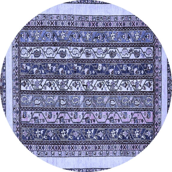 Ahgly Company Indoor Round Abstract Blue Modern Area Rugs, 4' Round