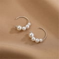 thumbnail image 5 of KDSJSXW Pearl Gold Earrings Sterling Silver Needle Pearl Earrings Popular Light Luxury Earrings Female Spring Earrings Small Design Pierced Earrings for Women Earring Studs (Silver,One Size), 5 of 6