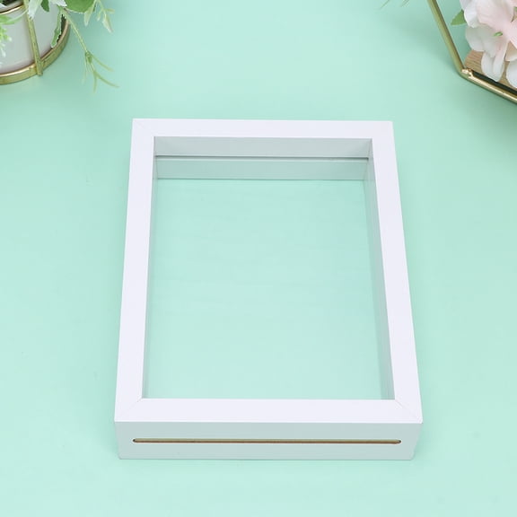 Soimiss 1Pc Glass Photo Specimen Frame Double Sided Clear Glass Picture Holder White