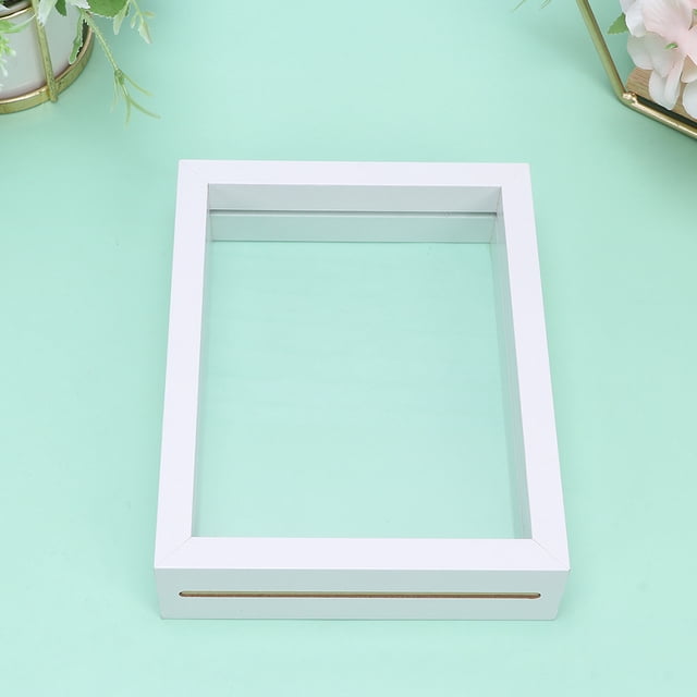 UPGRATOR 1Pc Double Sided Picture Frame White Glass Display Retro Home Decoration Family