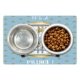 thumbnail image 1 of Gender Reveal Pet Mat for Food and Water, It's a Prince Words with a Newborn Boy Riding a Horse Fleur de Lis Motifs, Non-Slip Rubber Mat for Dogs and Cats, 18" X 12", by Ambesonne, 1 of 2
