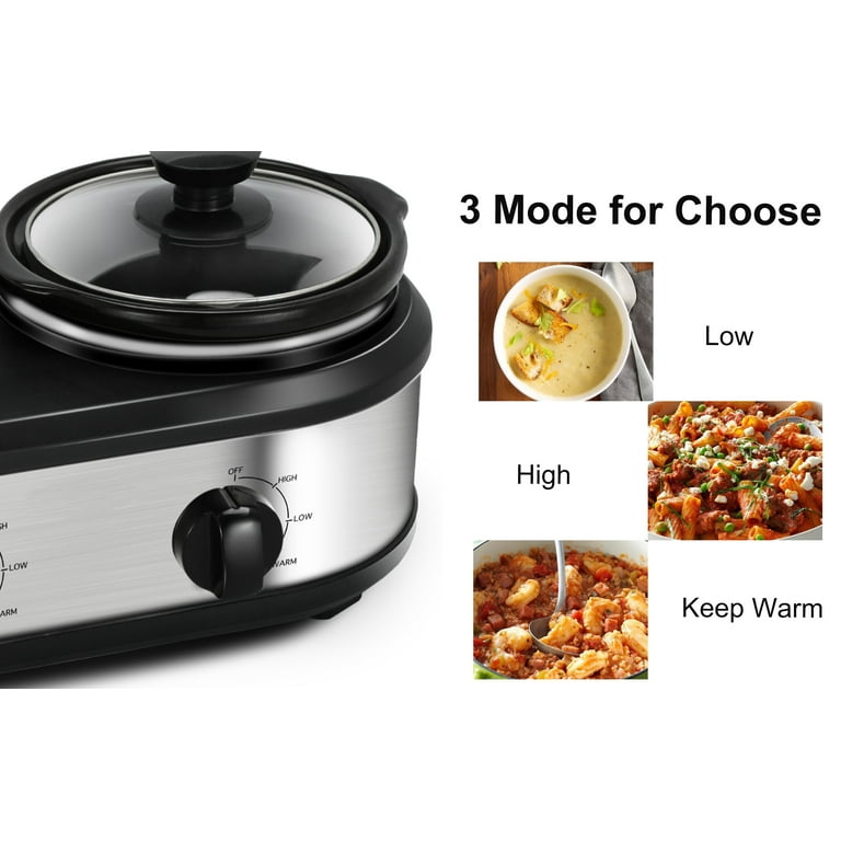 2.5 QT Silver Small Portable Twin Double Crockpot Slow Cooker For Buffet  Kitchen