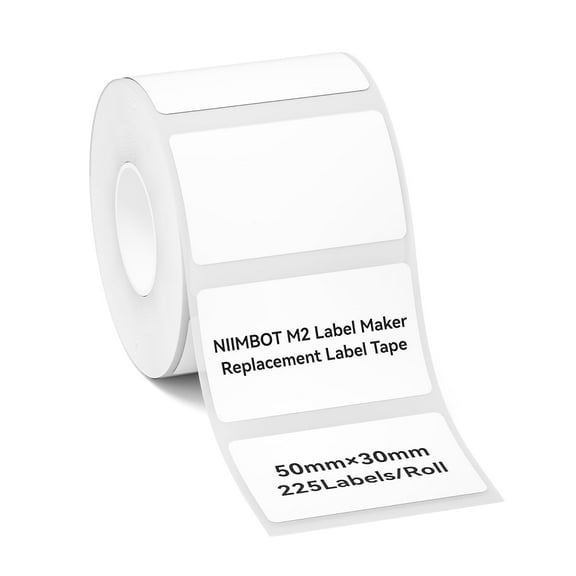 NIIMBOT M2 Thermal Transfer Labels, Only for M2 Label Maker, PET Material, Waterproof and High-Temperature Resistance, Long Storage Time (50x30mm White)