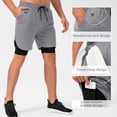thumbnail image 4 of Aosijia Mens 2 in 1 Running Shorts Quick Dry Athletic Shorts with Liner Sports Breathable Gym Workout Shorts with Phone Pocket and Towel Loop M, 4 of 8