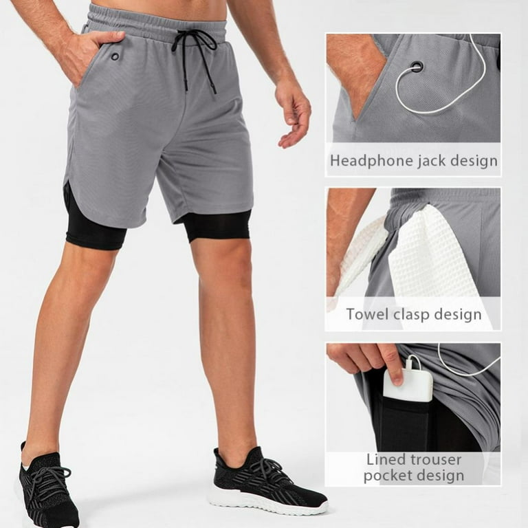 Men's Running Shorts with Liner - 7'' Quick Dry Workout Sports Athletic  Shorts with Pockets 